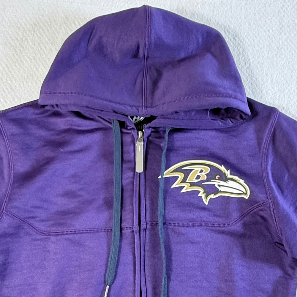 Baltimore Ravens NFL Full Zip Hoodie Mens Small Hands High Purple Performance